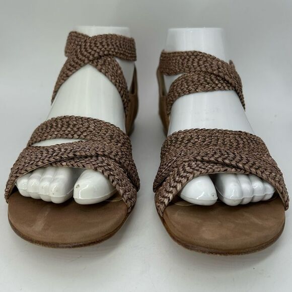 Stuart Weitzman Womans Bounceraf Braided Sandals 7 shoes brown strappy flats - Picture 5 of 14